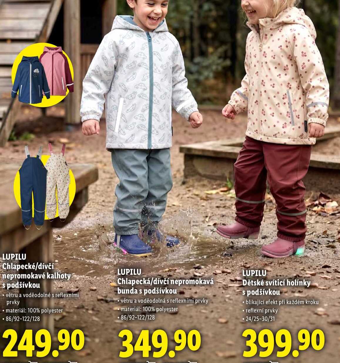 LUPILU Chlapecká/dívčí nepromokavá bunda s podšívkou