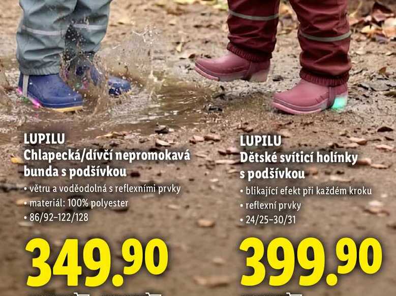 LUPILU Dětské svítící holínky s podšívkou