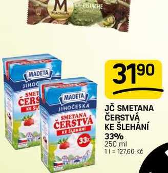 JČ SMETANA ČERSTVÁ KE ŠLEHÁNÍ 33% 250 ml