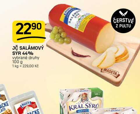 JČ SALÁMOVÝ SÝR 44% vybrané druhy 100 g