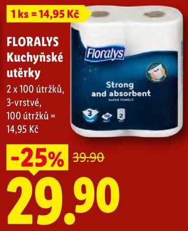 FLORALYS Kuchyňské utěrky, 2 x 100 útržků