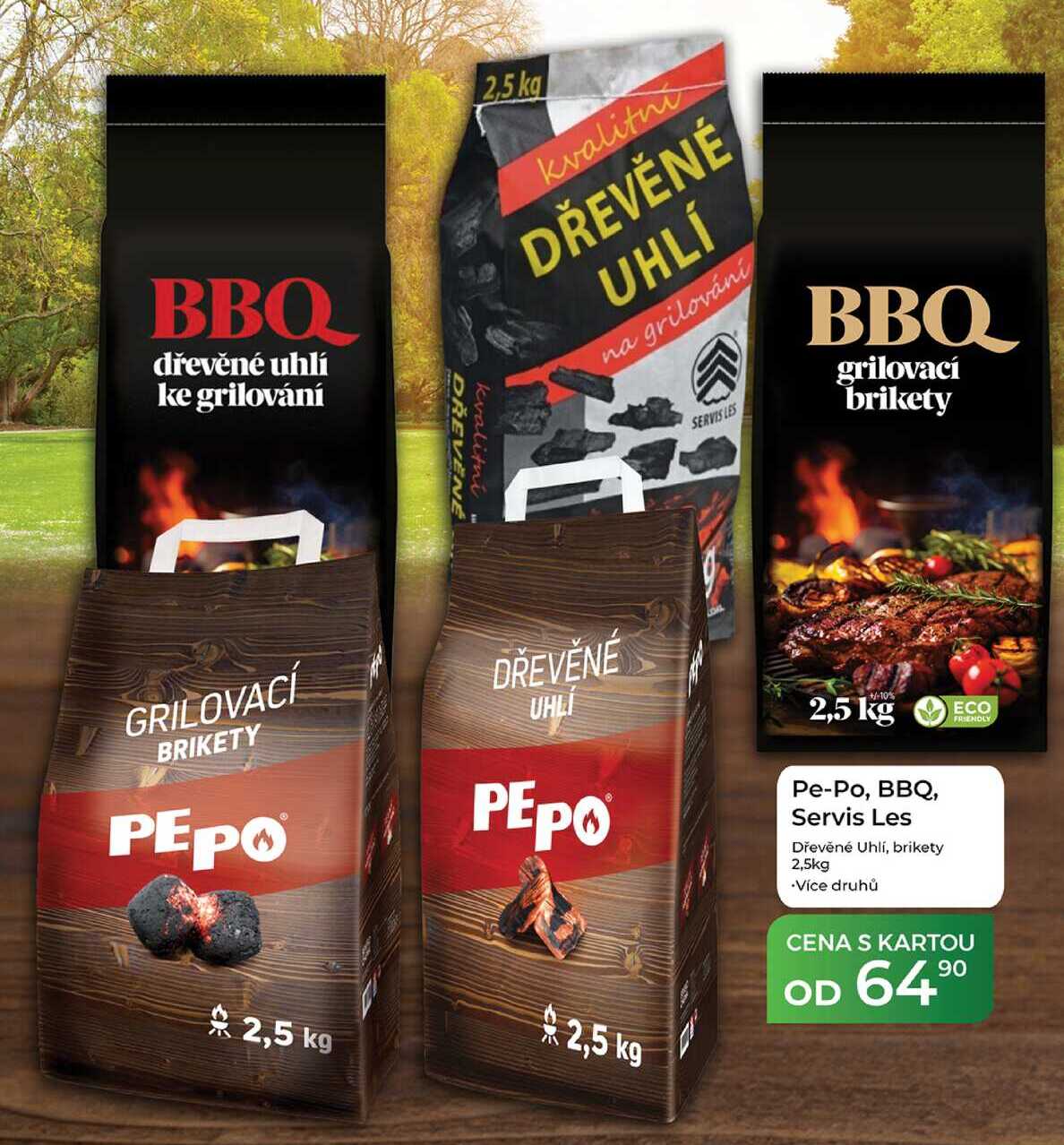 Pe-Po, BBQ, Servis Les Dřevěné uhlí, brikety 2,5kg