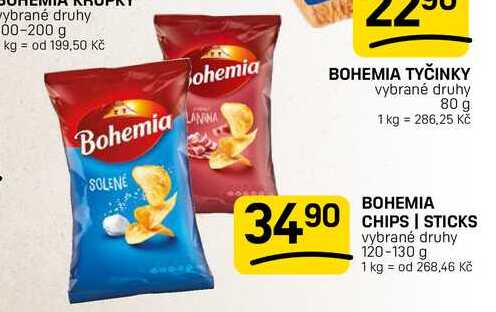 BOHEMIA CHIPS | STICKS vybrané druhy 120-130 g 
