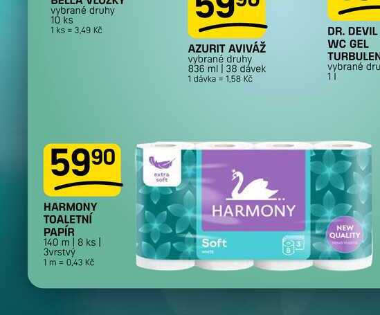 HARMONY TOALETNÍ PAPÍR 140 m | 8 ks | 3vrstvý