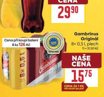 Gambrinus Originál 8x 0,5l, plech