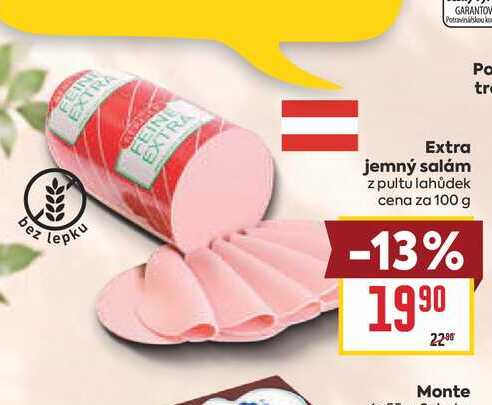 Extra jemný salám z pultu lahůdek cena za 100 g