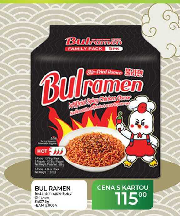 BUL RAMEN Instantní nudle Spicy Chicken 5x137,8g