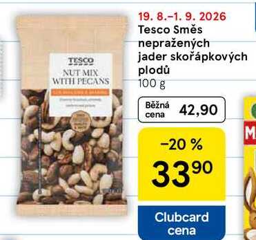 Tesco Směs nepražených jader skořápkových plodů, 100 g