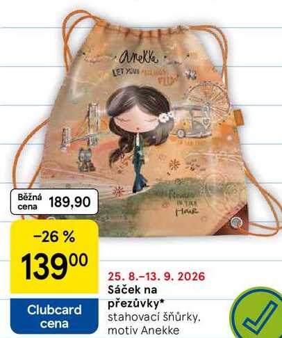 Sáček na přezůvky, stahovací šňůrky. motiv Anekke