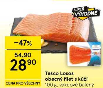 Tesco Losos obecný filet s kůží, 100 g