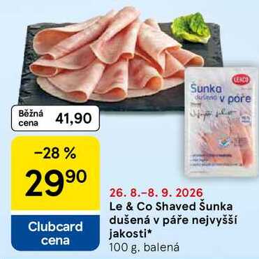 Le & Co Shaved Šunka dušená v páře nejvyšší jakosti, 100 g