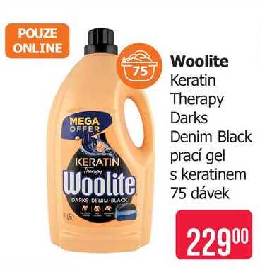 Woolite Keratin Therapy Darks Denim Black prací gel s keratinem 75 dávek