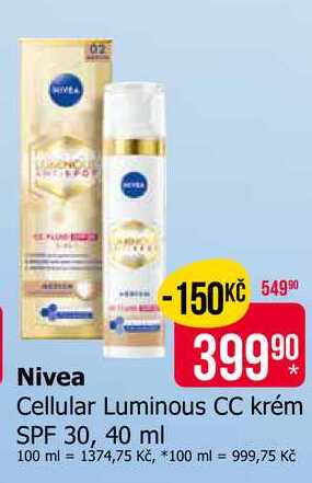 Nivea Cellular Luminous CC krém SPF 30, 40 ml