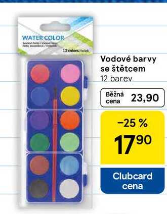 Vodové barvy se štětcem, 12 barev  