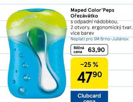 Maped Color'Peps Ořezávátko s odpadní nádobkou, 2 otvory, ergonomický tvar, více barev