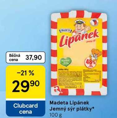 Madeta Lipánek Jemný sýr plátky, 100 g