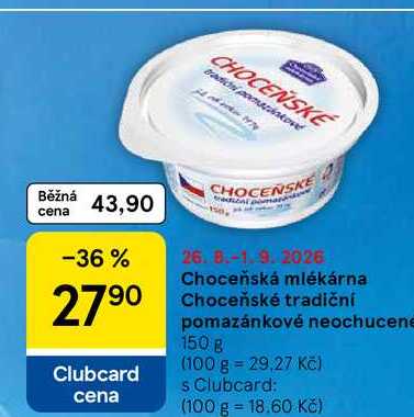 Choceňská mlékárna Choceňské tradiční pomazánkové neochucené, 150 g