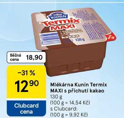 Mlékárna Kunín Termix s příchutí kakao, 130 g