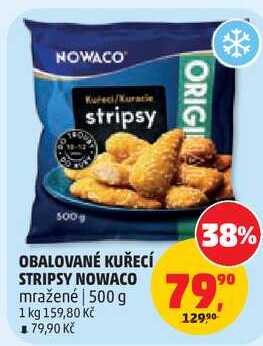 OBALOVANÉ KUŘECÍ STRIPSY NOWACO mražené, 500 g