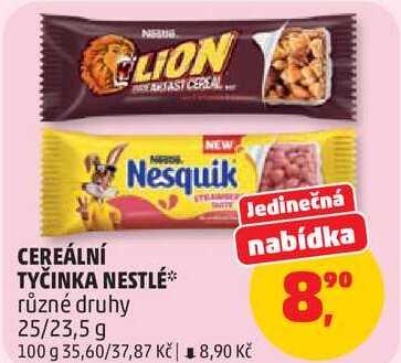 CEREÁLNÍ TYČINKA NESTLÉ různé druhy, 25/23,5 g