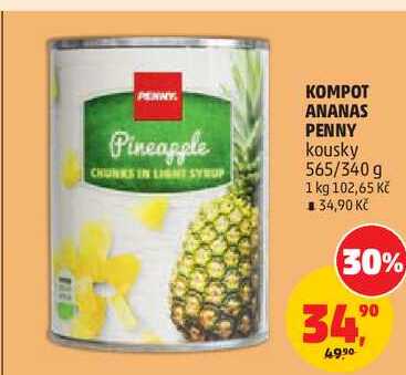 KOMPOT ANANAS PENNY kousky, 565/340 g