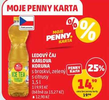 LEDOVÝ ČAJ KARLOVA KORUNA s broskví, 1,5 l 