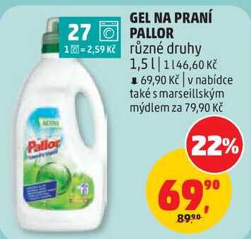 GEL NA PRANÍ PALLOR různé druhy, 1,5 l 