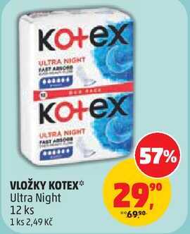 VLOŽKY KOTEX Ultra Night, 12 ks