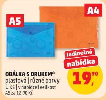 OBÁLKA S DRUKEM plastová různé barvy, 1 ks