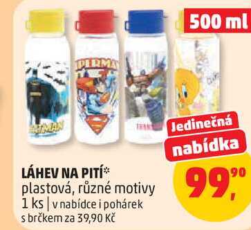 LÁHEV NA PITÍ plastová, různé motivy, 1 ks 