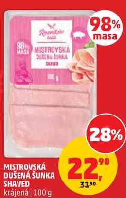 MISTROVSKÁ DUŠENÁ ŠUNKA SHAVED krájená, 100 g