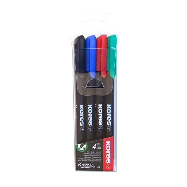Kores K-MARKER Permanentní popisovač, tenký hrot M, mix 4 barev