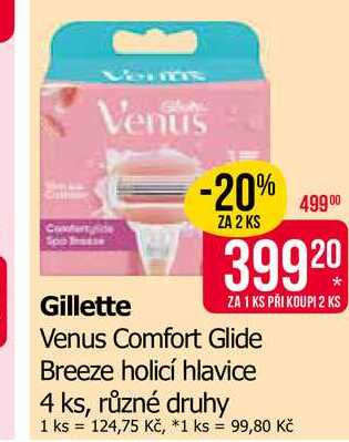 Gillette Venus Comfort Glide Breeze holicí hlavice 4 ks, různé druhy 