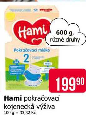 Hami Pokračovací mléko 600 g, různé druhy
