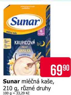 Sunar mléčná kaše, 210 g