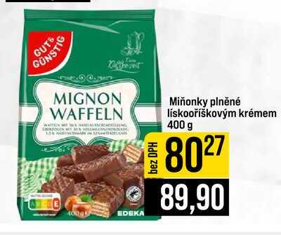 Miňonky plněné lískooříškovým krémem 400 g