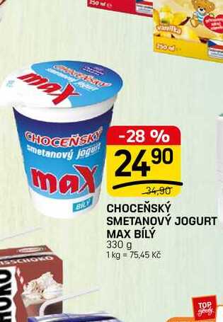 CHOCEŇSKÝ SMETANOVÝ JOGURT MAX BÍLÝ 330 g