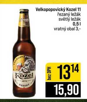 Velkopopovický Kozel 11 řezaný ležák světlý ležák 0,5l