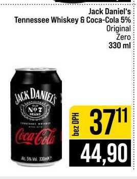 Jack Daniel's Tennessee Whiskey & Coca-Cola 5% Original Zero 330 ml