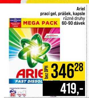 Ariel prací gel, prášek, kapsle různé druhy 60-90 dávek