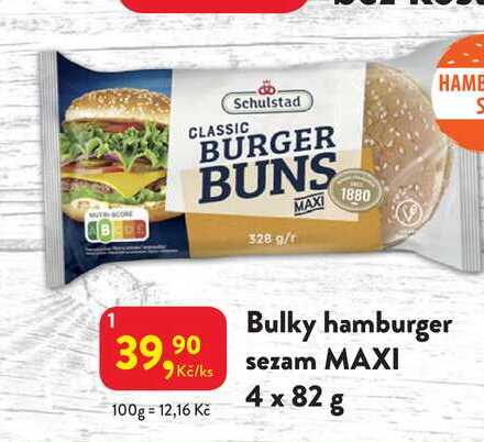Kälks Bulky hamburger 9Kč/ks sezam MAXI 4 x 82 g 