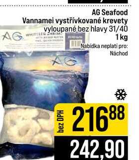AG Seafood Vannamei vystřívkované krevety vyloupané bez hlavy 31 40 1kg
