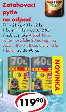 Zatahovací pytle na odpad, 70 l - 21 ks, 40 l - 32 ks