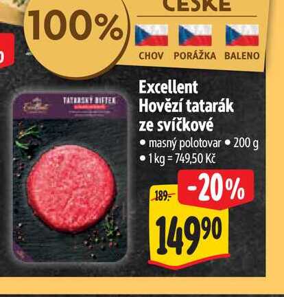 Excellent Hovězí tatarák ze svíčkové 200 g