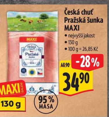 Česká chuť Pražská šunka MAXI 130 g