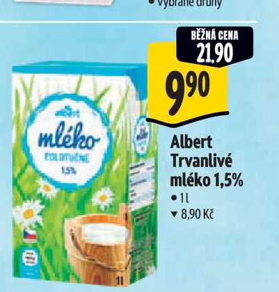   Albert Trvanlivé mléko 1,5% 1 l