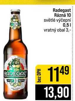 Radegast Rázná 10 světlé výčepní 0,5l