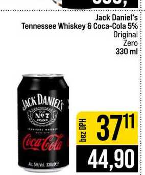 Jack Daniel's Tennessee Whiskey & Coca-Cola 5% Original Zero 330 ml 