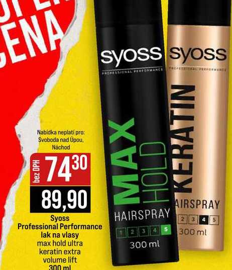Syoss Professional Performance lak na vlasy max hold ultra keratin extra volume lift 300 ml