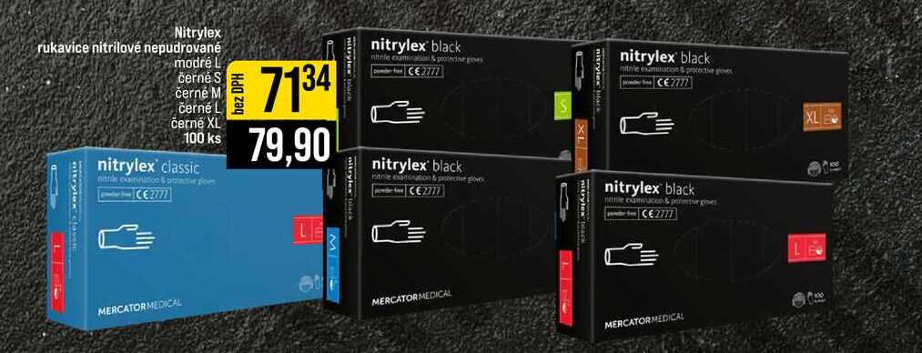 Nitrylex rukavice nitrilové nepudrované modré černé S černé M černé L černé XL 100 ks